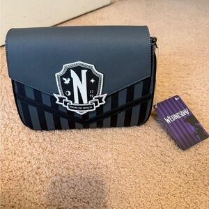 Loungefly Wednesday Nevermore Academy Crossbody Bag NWT